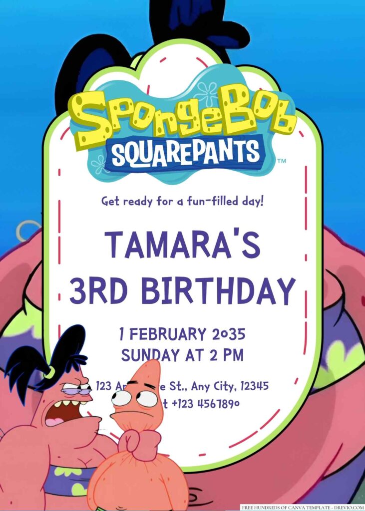 Patrick's sister Sam Star Cheeks Birthday Invitation