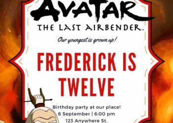 Avatar Roku (Avatar The Last Airbender) Birthday Invitation