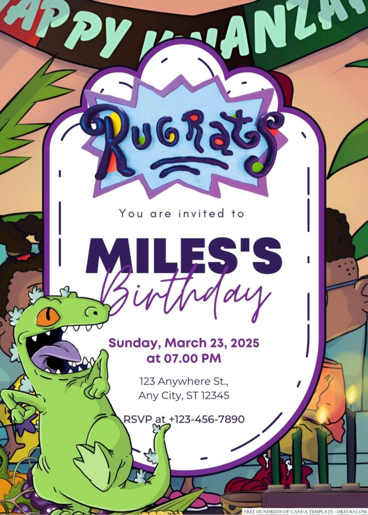 Rugrats (Tommy, Chuckie, Phil, Lil, and Angelica) Birthday Invitation