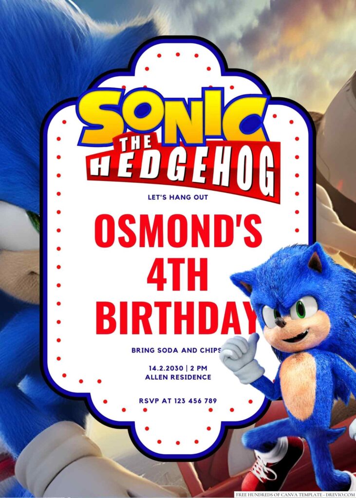 Sonic the Hedgehog Birthday Invitation