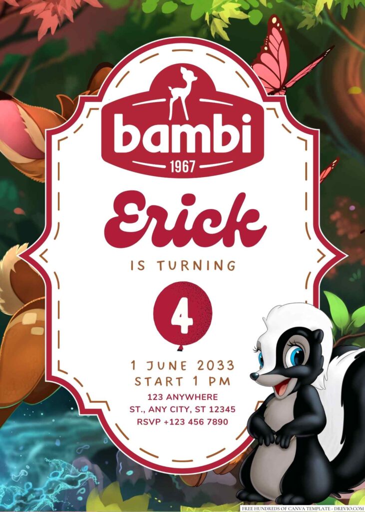 Bambi Birthday Invitation