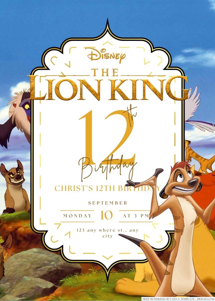 The Lion King Birthday Invitation