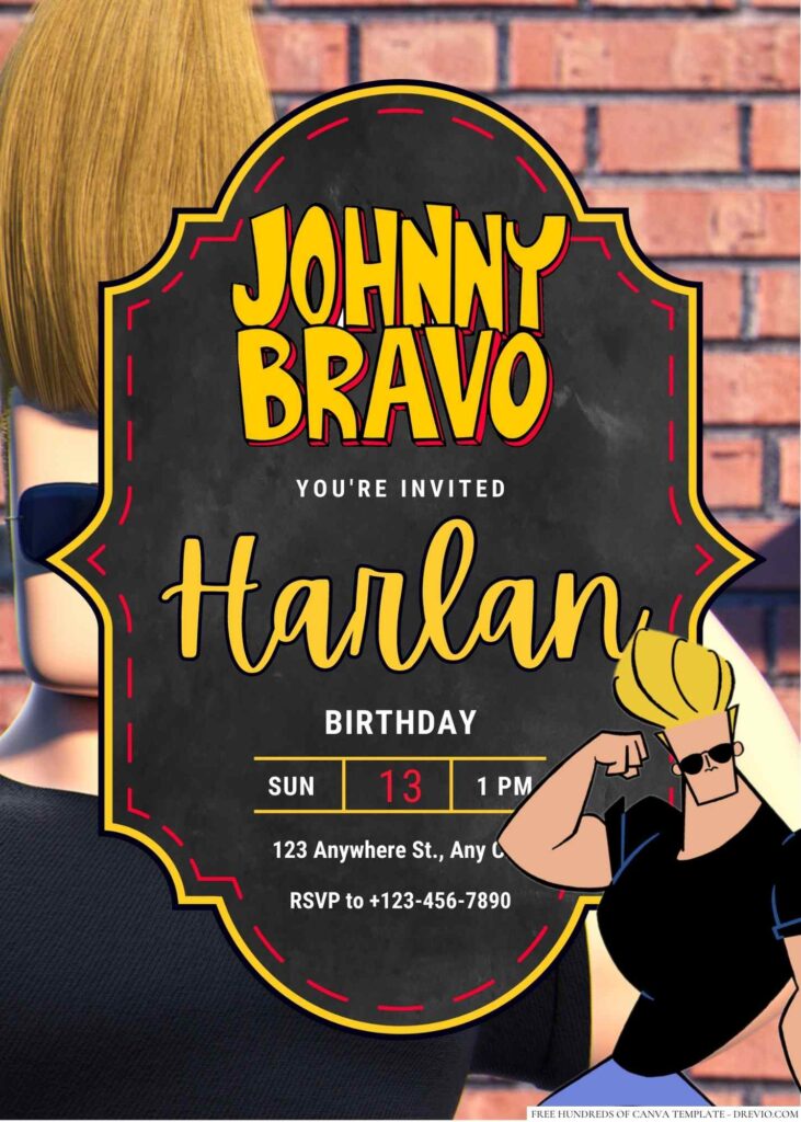 Johnny Bravo Birthday Invitation