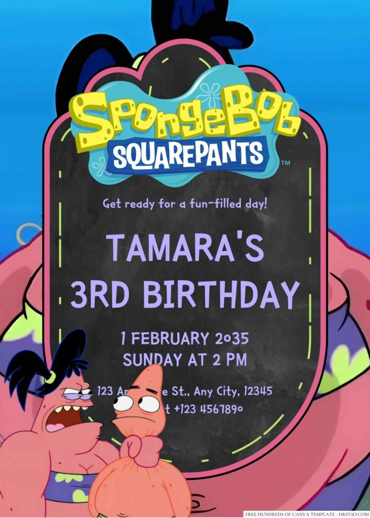 Patrick's sister Sam Star Cheeks Birthday Invitation