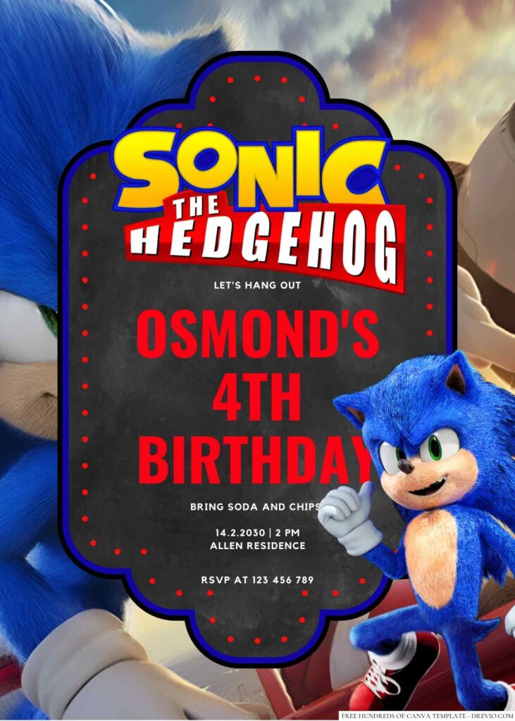 Sonic the Hedgehog Birthday Invitation