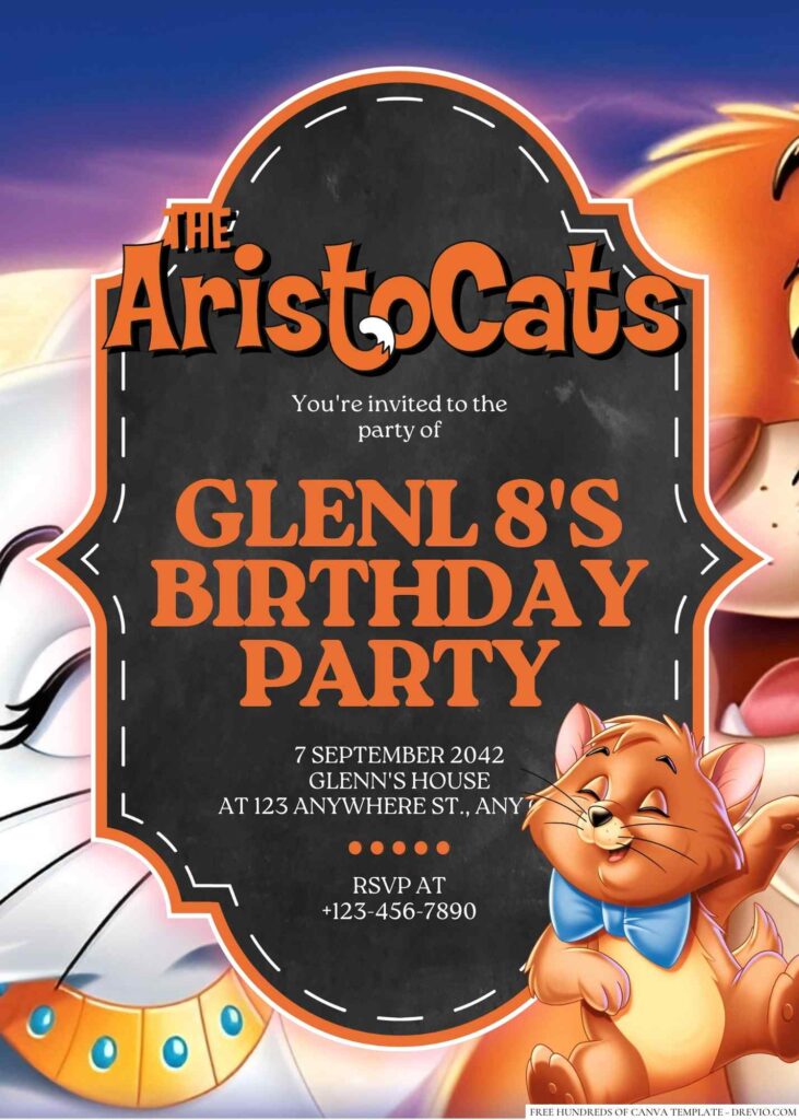 The Aristocats Birthday Invitation