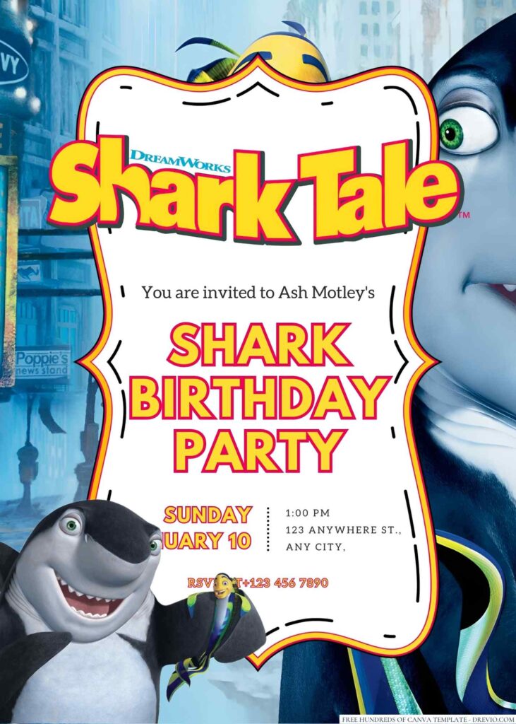 Shark Tale Birthday Invitation