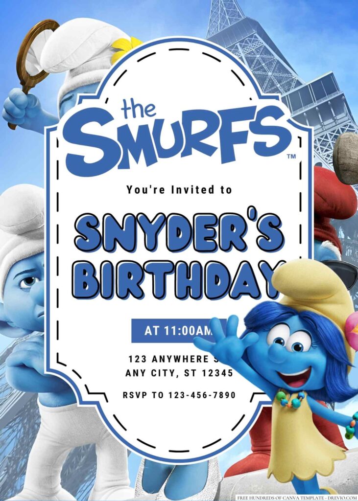 The Smurfs Birthday invitation