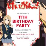 18+ K-On! Canva Birthday Invitation Templates