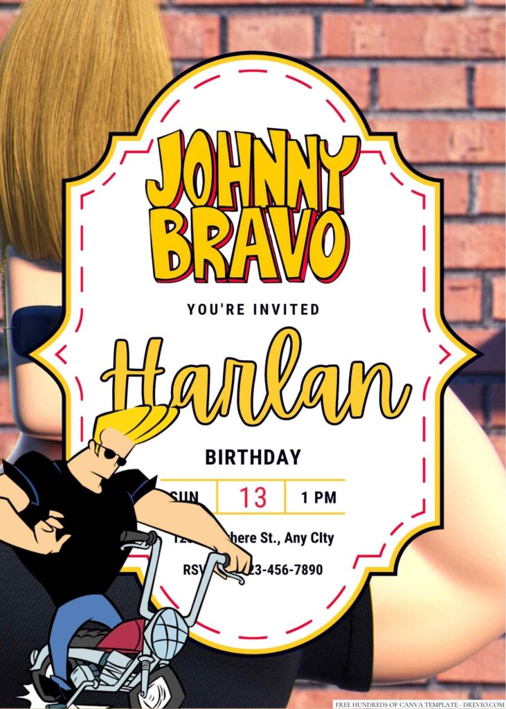 Johnny Bravo Birthday Invitation