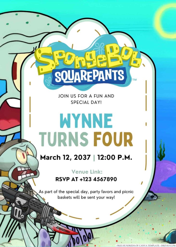 Squidward Tentacles Birthday Invitation