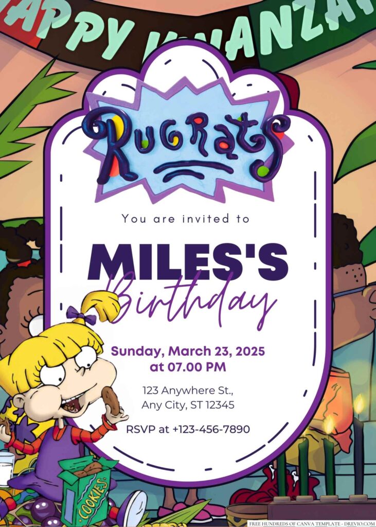 Rugrats (Tommy, Chuckie, Phil, Lil, and Angelica) Birthday Invitation