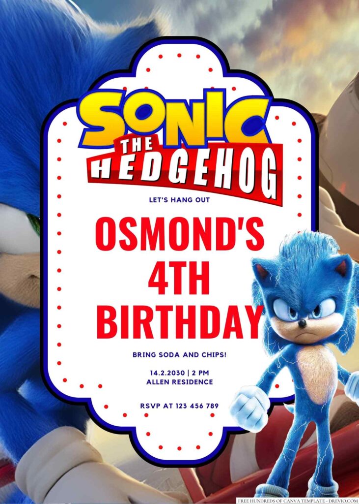 Sonic the Hedgehog Birthday Invitation