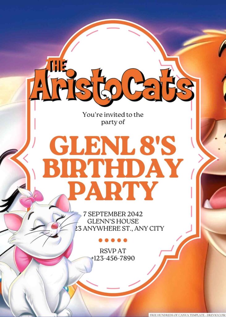 The Aristocats Birthday Invitation