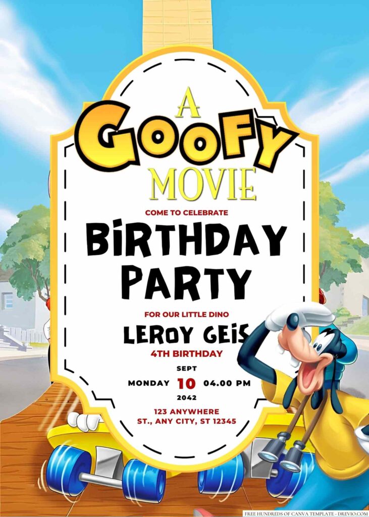 A Goofy Movie Birthday Invitation