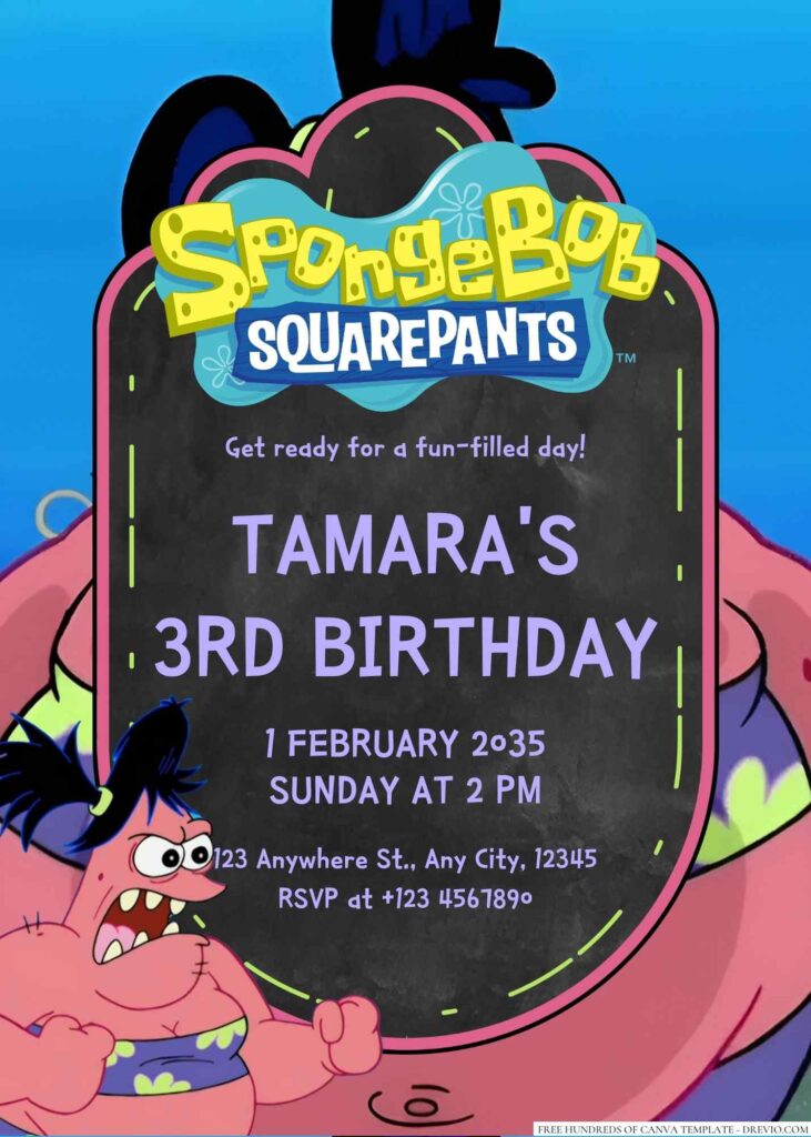 Patrick's sister Sam Star Cheeks Birthday Invitation