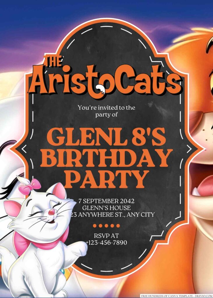 The Aristocats Birthday Invitation