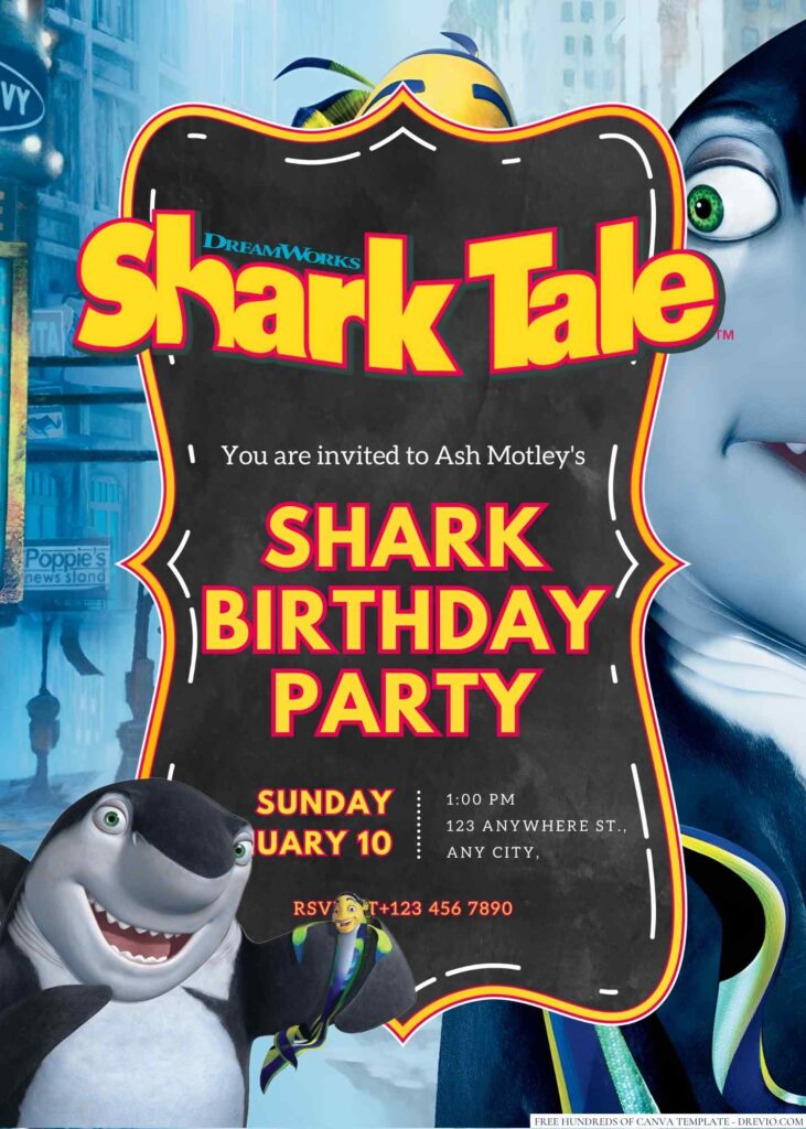 Shark Tale Birthday Invitation