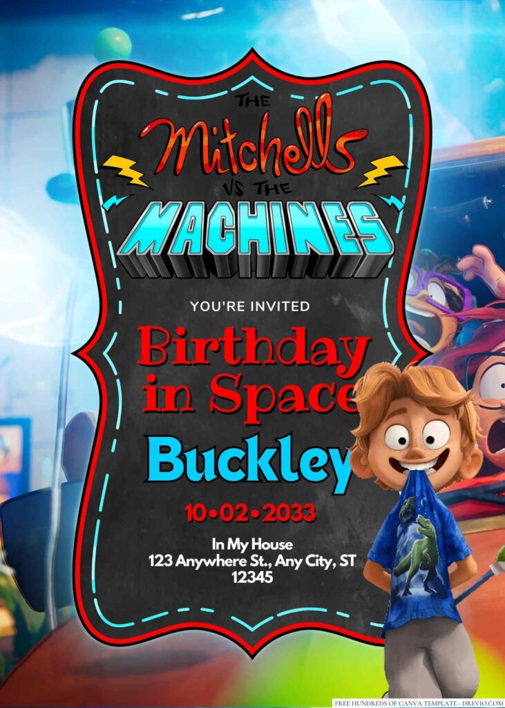 The Mitchells vs. the Machines Birthday Invitation