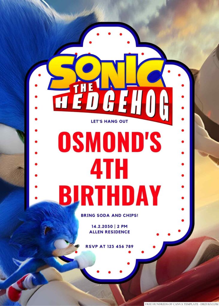 Sonic the Hedgehog Birthday Invitation