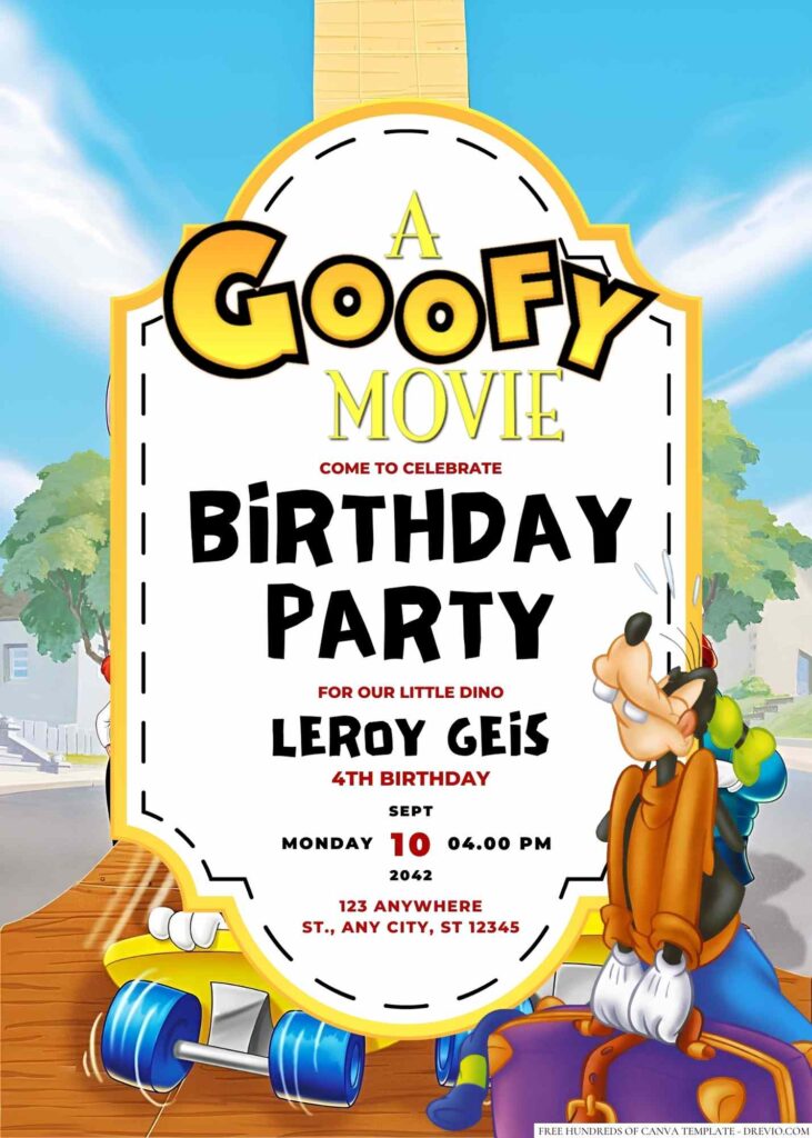 A Goofy Movie Birthday Invitation