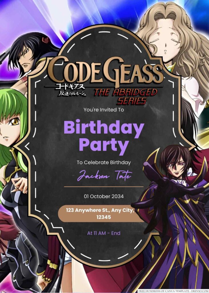 Code Geass Birthday Invitation 