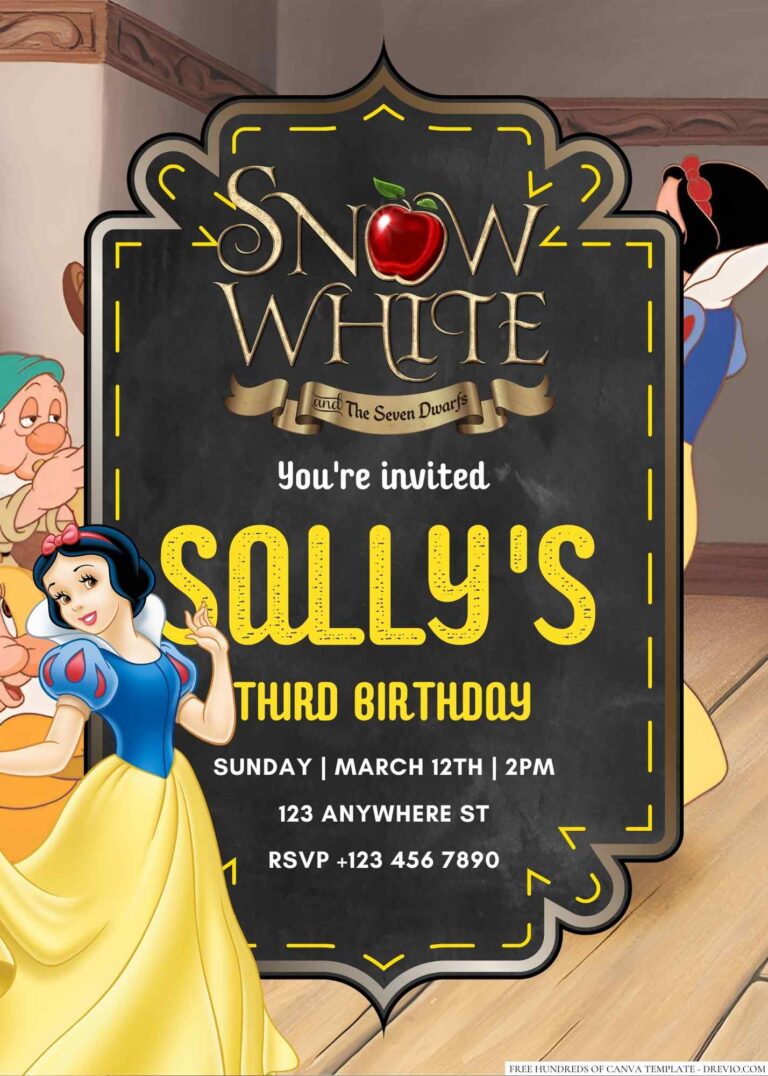 Snow White and the Seven Dwarfs Birthday Invitation