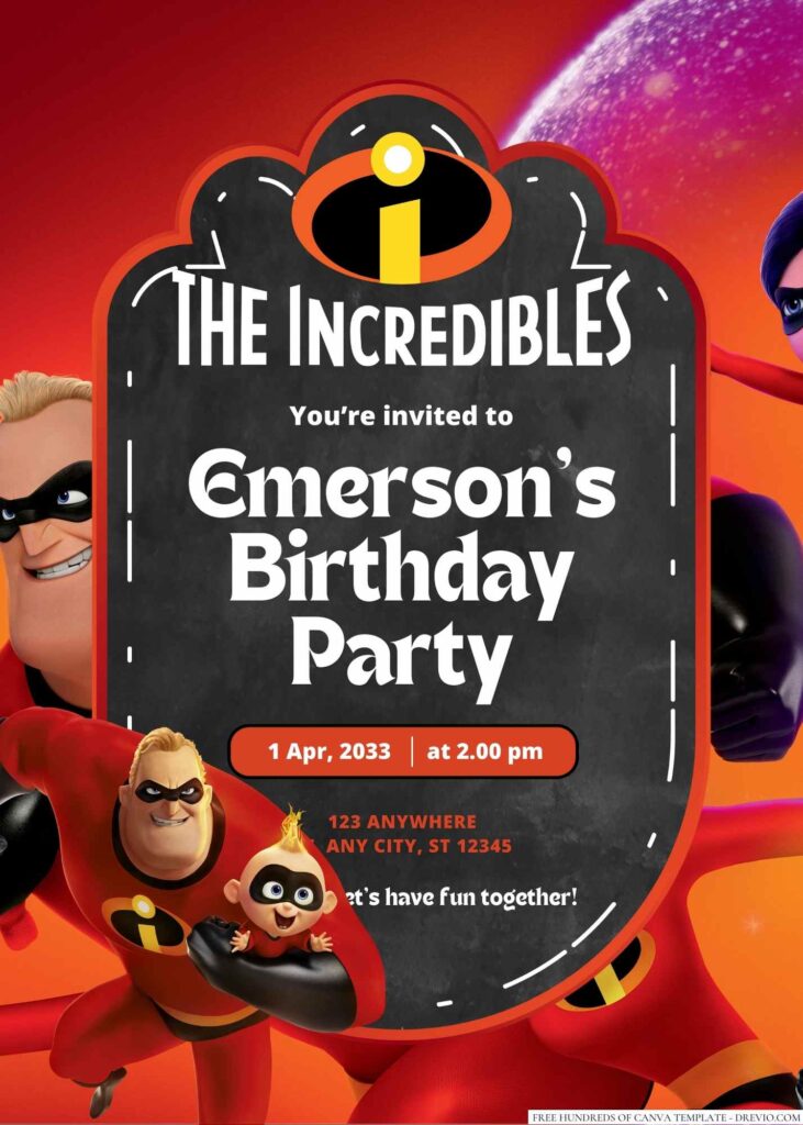 The Incredibles Birthday Invitation