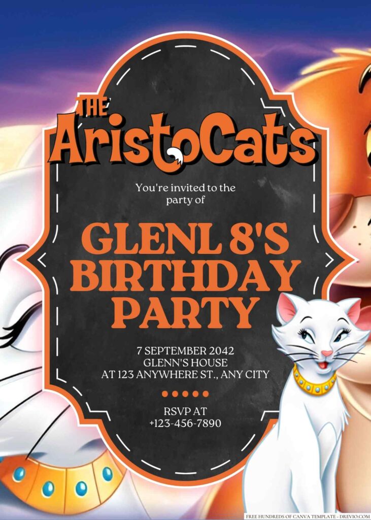 The Aristocats Birthday Invitation