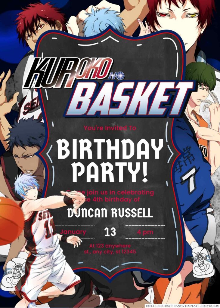 Kuroko no Basket Birthday Invitation