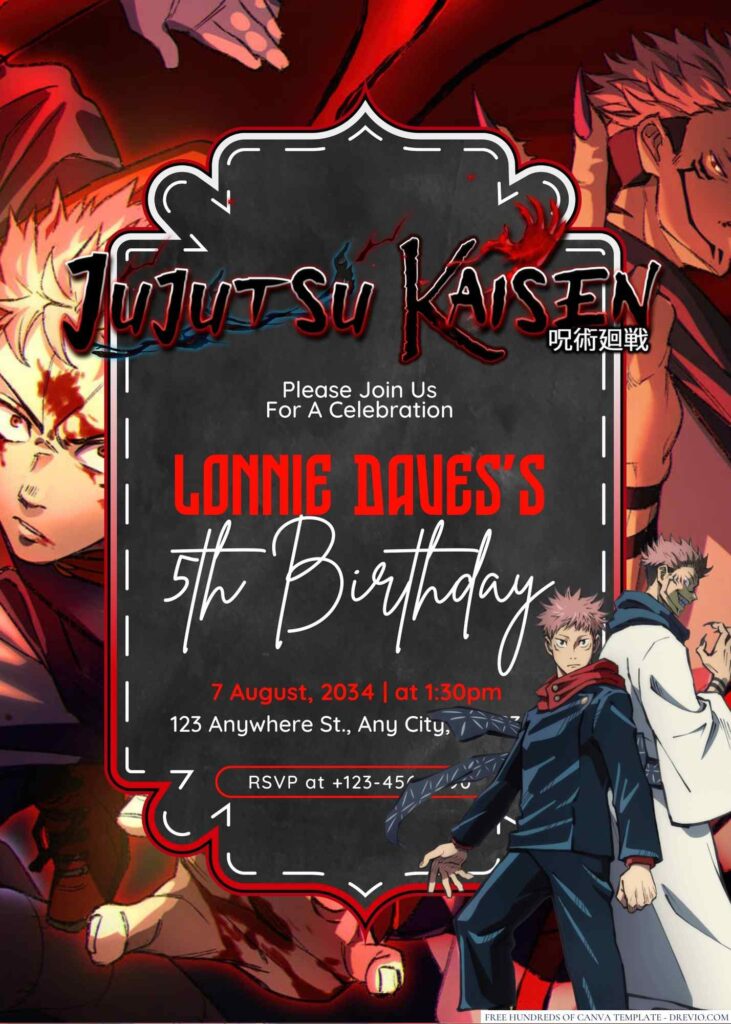 Jujutsu Kaisen Birthday Invitation