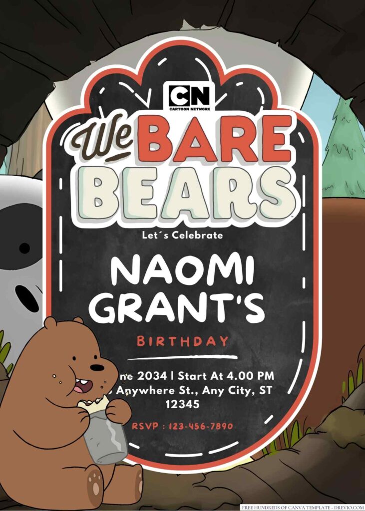 We Bare Bears Birthday Invitation