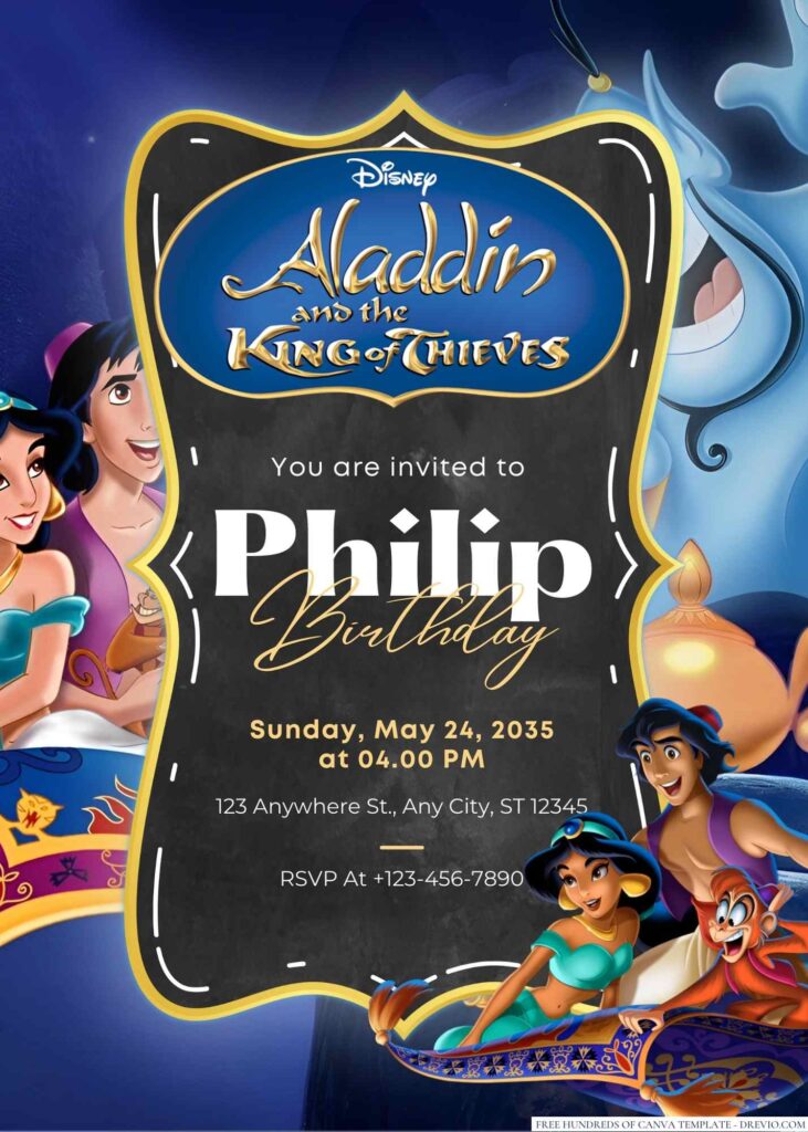 Aladdin and the King of Thieves Birthday Invitation