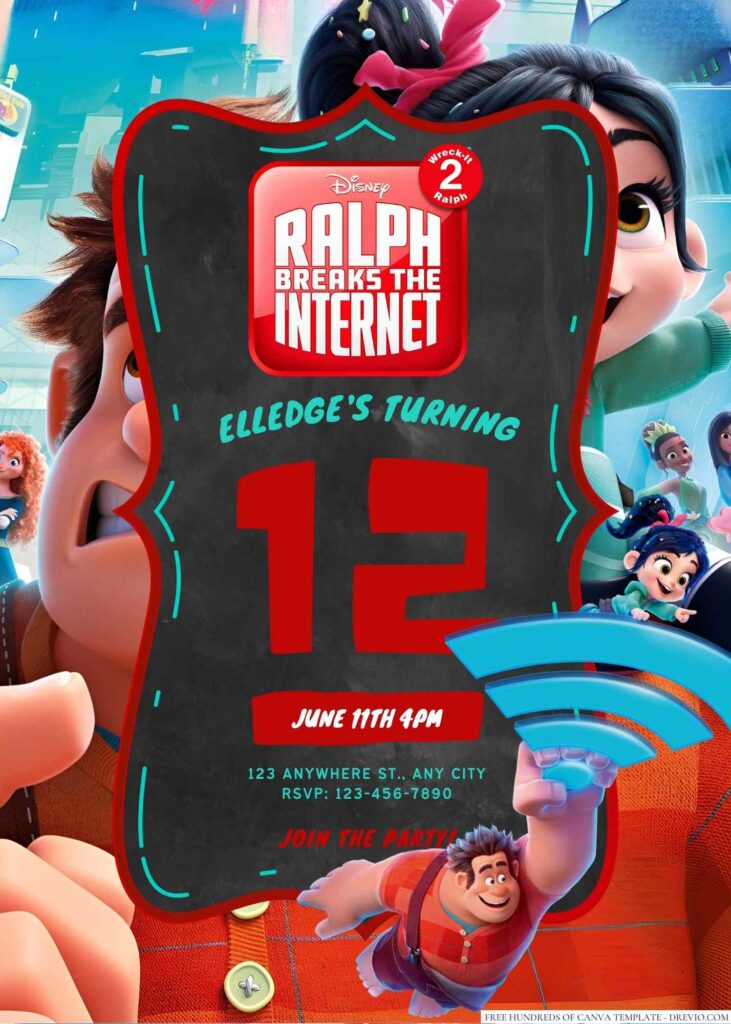 Ralph Breaks the Internet Birthday Invitation