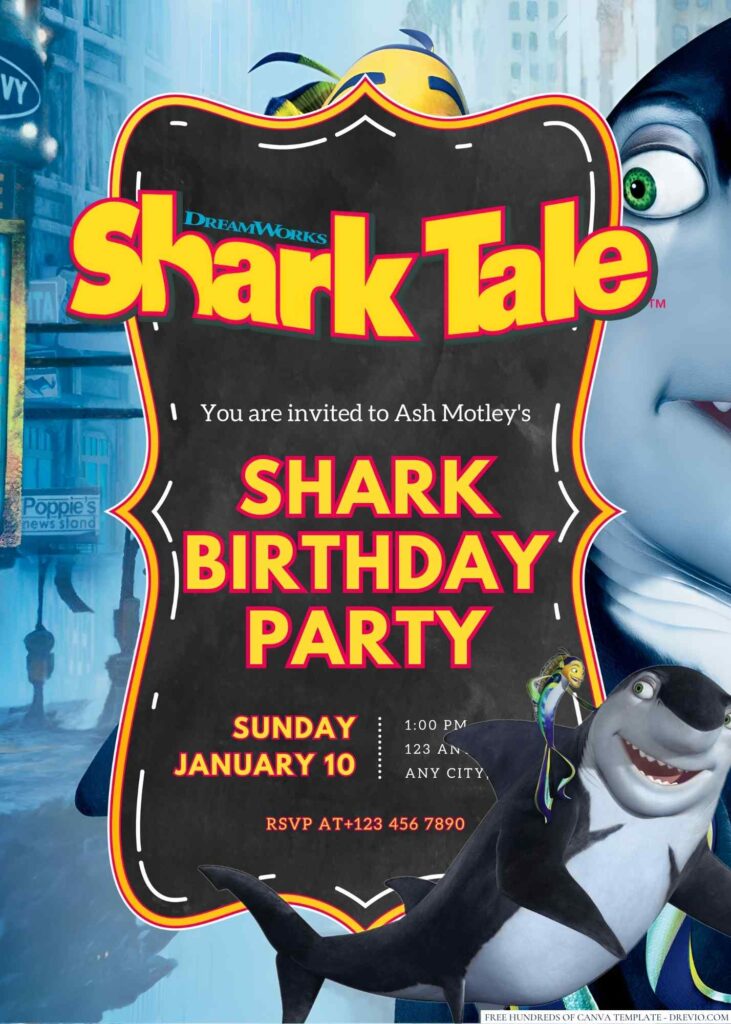 Shark Tale Birthday Invitation
