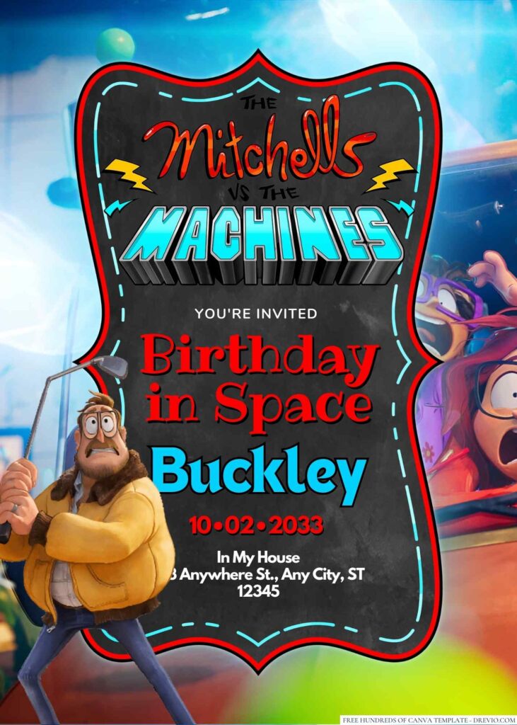 The Mitchells vs. the Machines Birthday Invitation