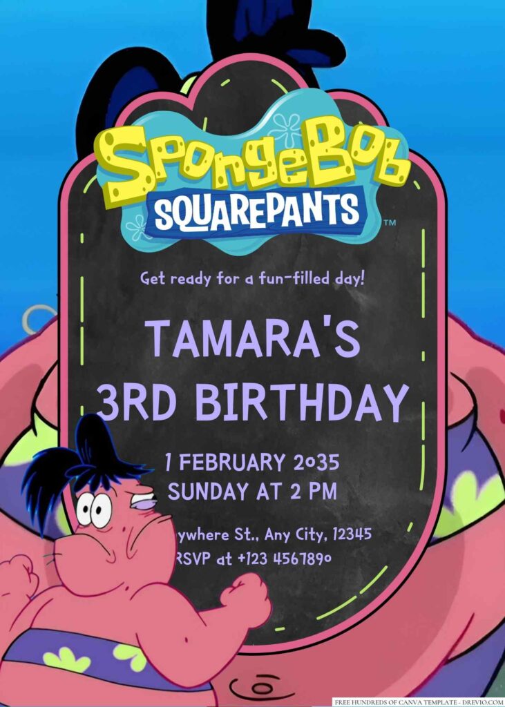 Patrick's sister Sam Star Cheeks Birthday Invitation
