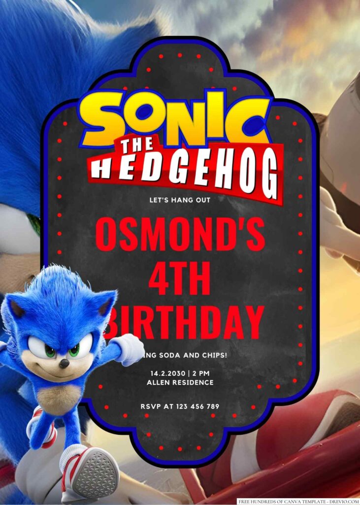 Sonic the Hedgehog Birthday Invitation