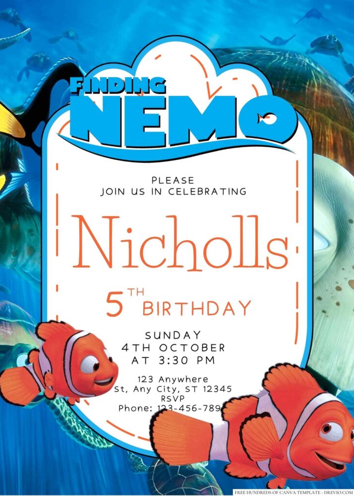 Finding Nemo Birthday Invitation