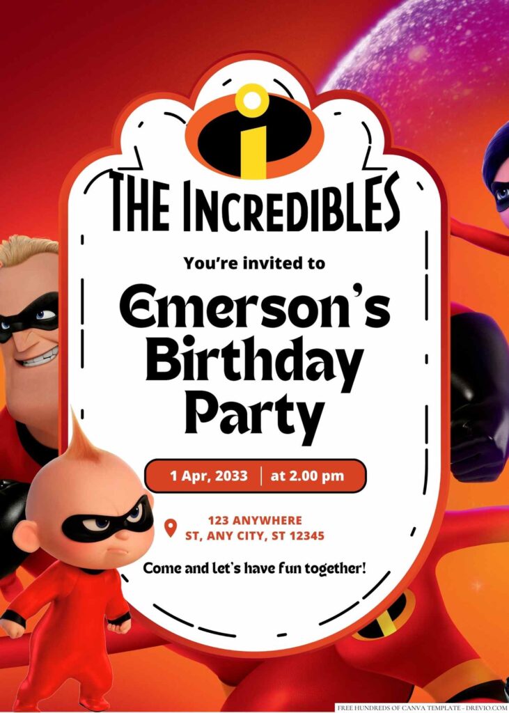 The Incredibles Birthday Invitation