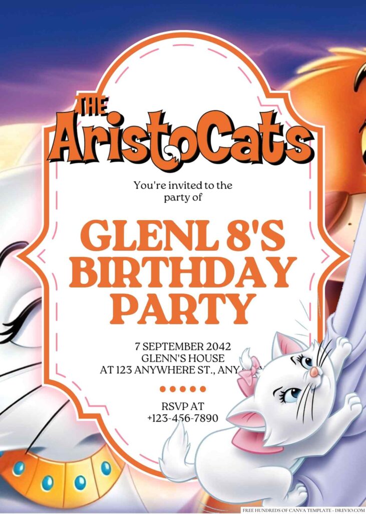 The Aristocats Birthday Invitation