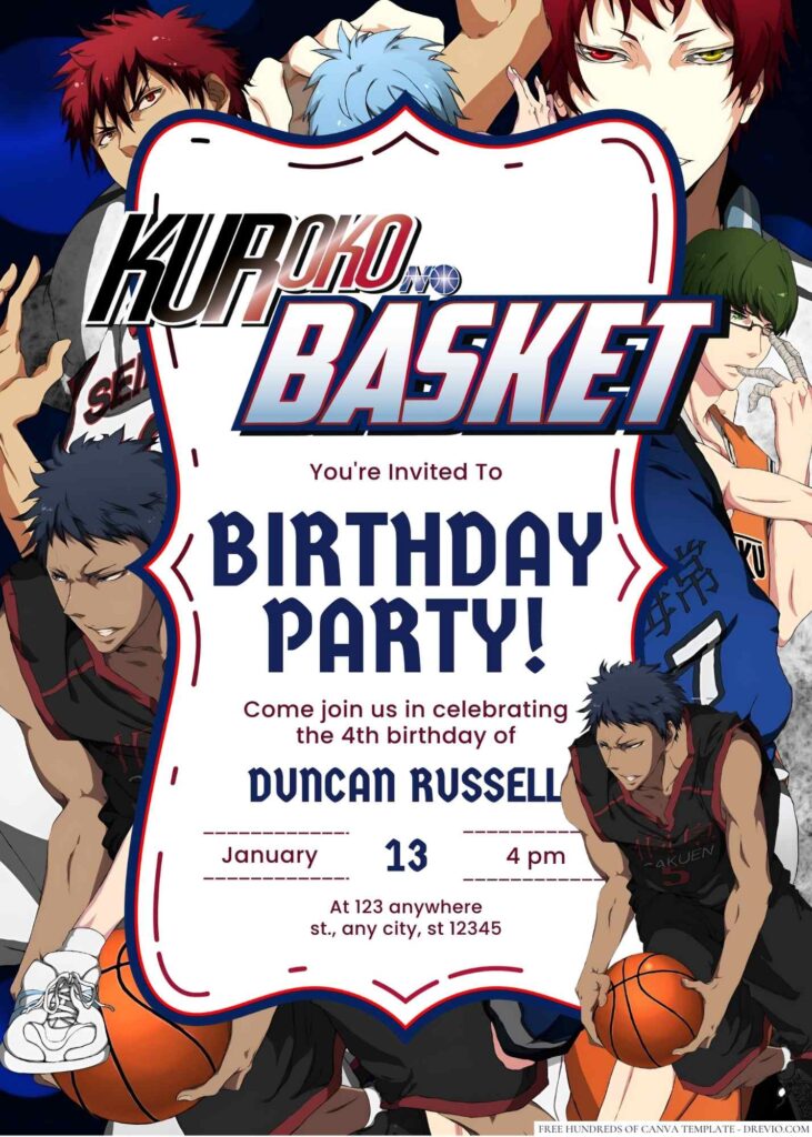 Kuroko no Basket Birthday Invitation