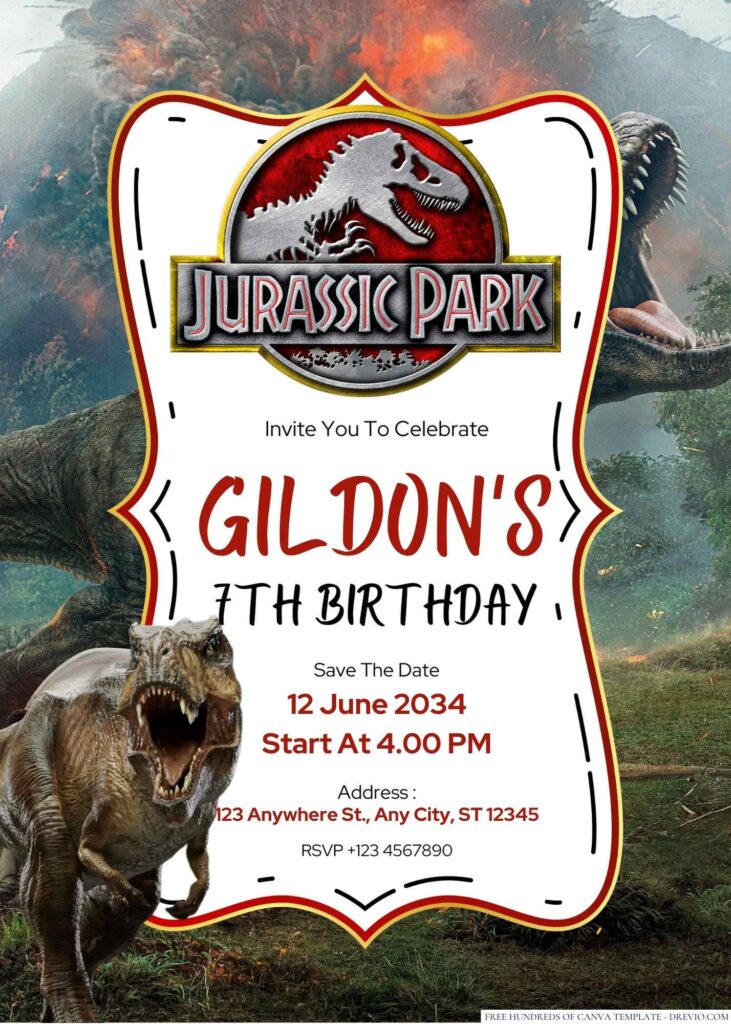 Jurassic Park Birthday Invitation