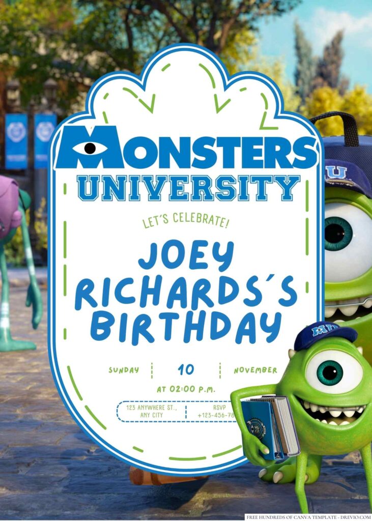 Monsters University Birthday Invitation