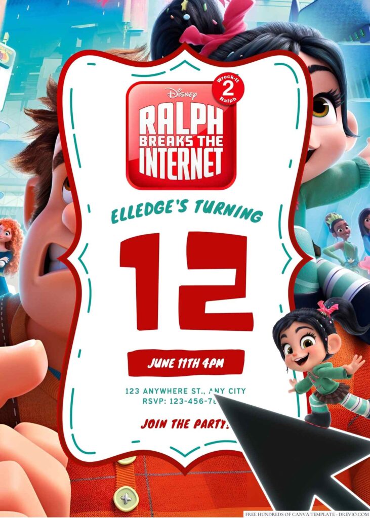 Ralph Breaks the Internet Birthday Invitation