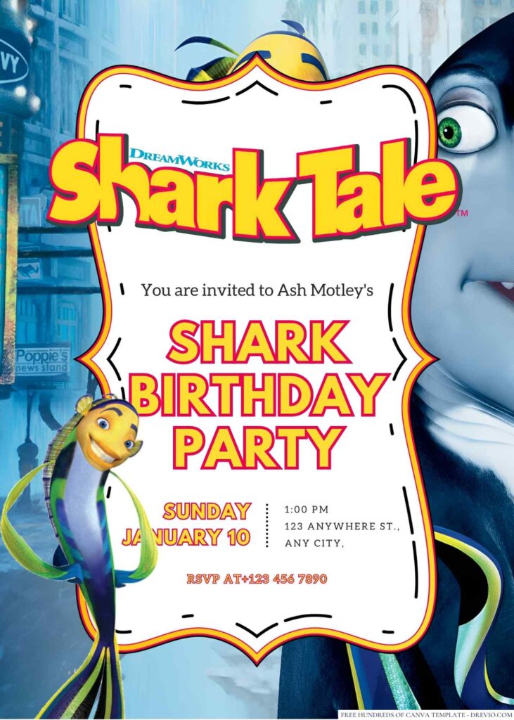 Shark Tale Birthday Invitation