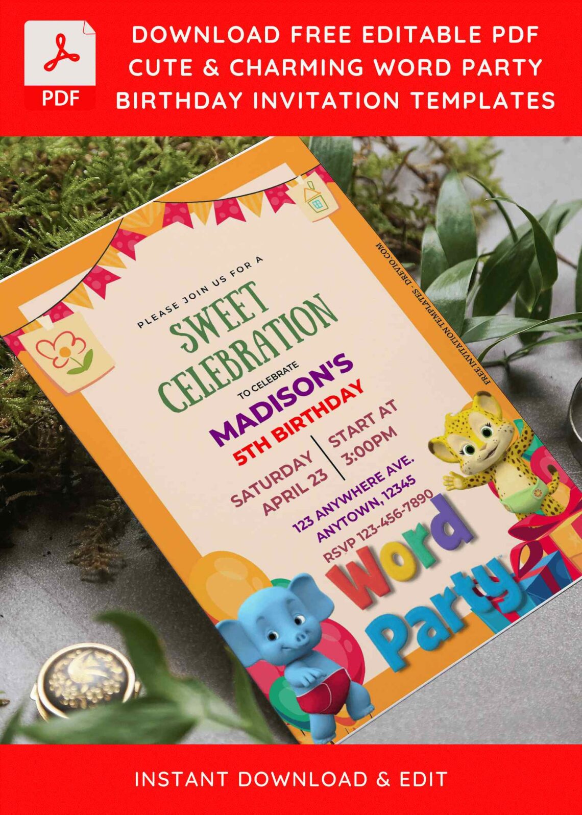 Party Invitation Word Example (Free Editable PDF) Sweet Celebration Word Party Invitation Templates