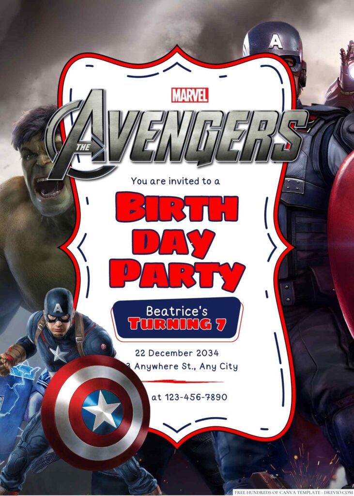 The Avengers Birthday Invitation