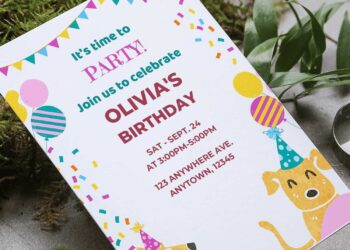 (Free Editable PDF) Lovely Puppy Pawty Birthday Invitation Templates
