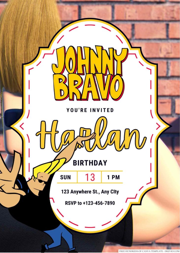 Johnny Bravo Birthday Invitation